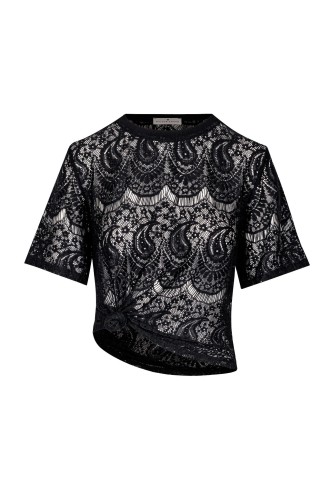 koronkowa bluzka tshirt czarny