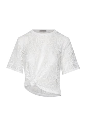 koronkowy biały tshirt bluzka