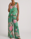 TOP  SATIN MANILA GREEN FLORAL  NO.2