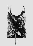 TOP SATIN MANILA  BLACK/WHITE FLORAL