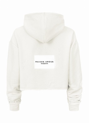 BLUZA Z KAPTUREM BIAŁA KREMOWA Z NASZYWKĄ LEKKA